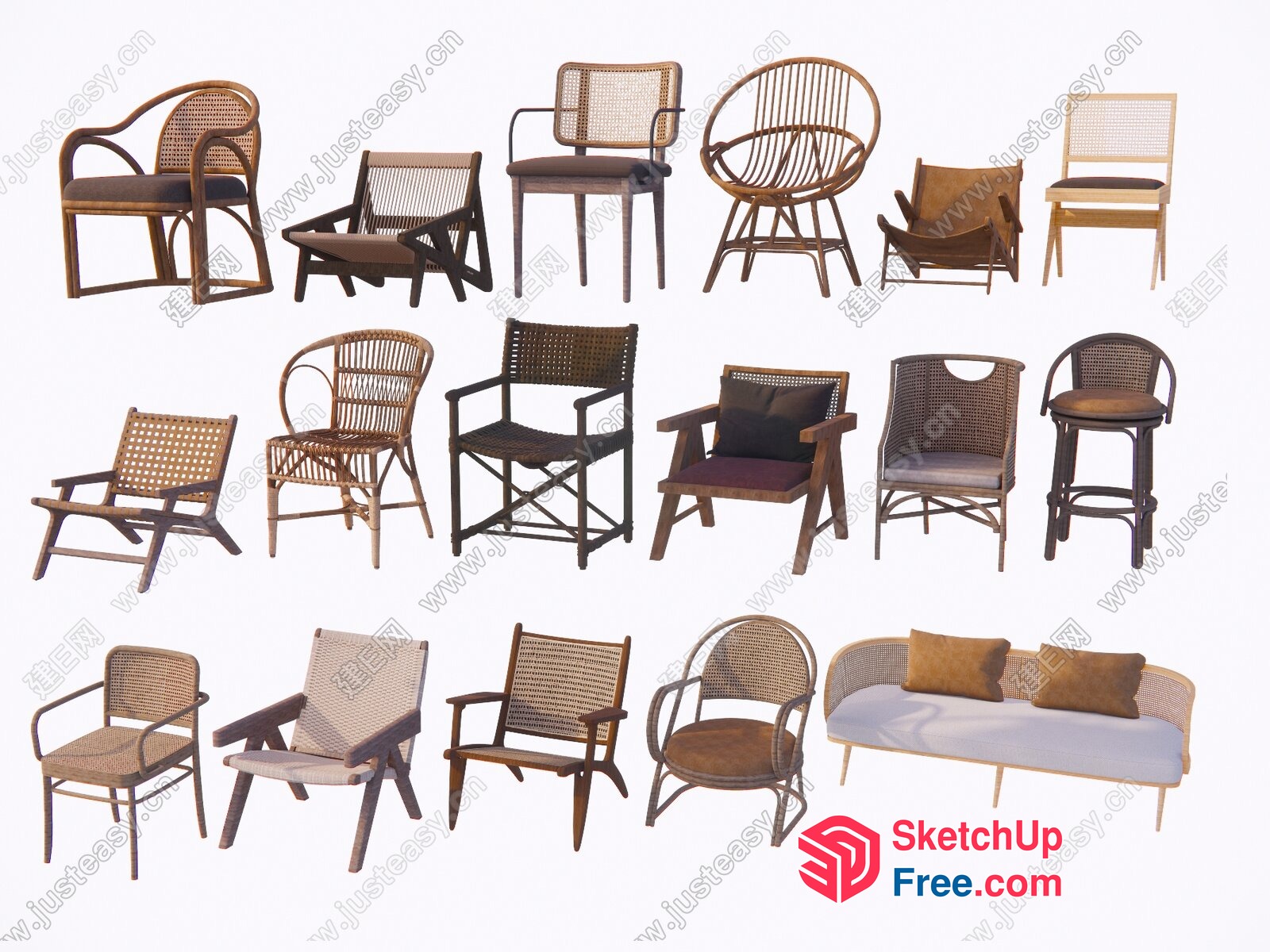 Rattan Furniture Collection 3D SketchUp File
