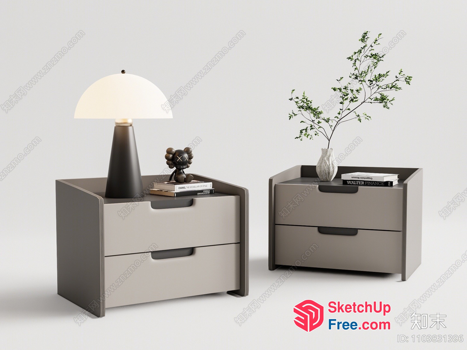 Modern Minimalist Nightstand Set 3D SketchUp File