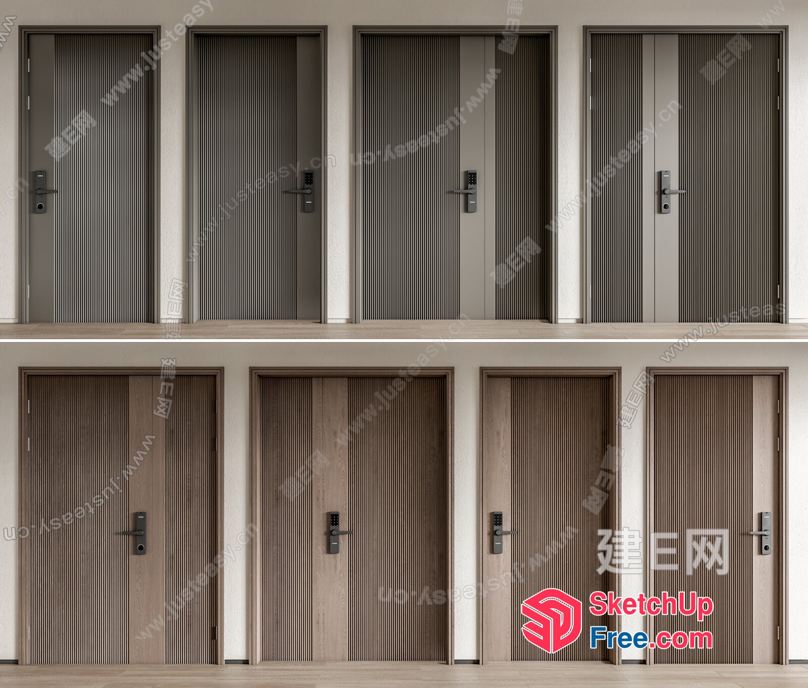 Elevator Doors With Wood Paneling 3D SketchUp File