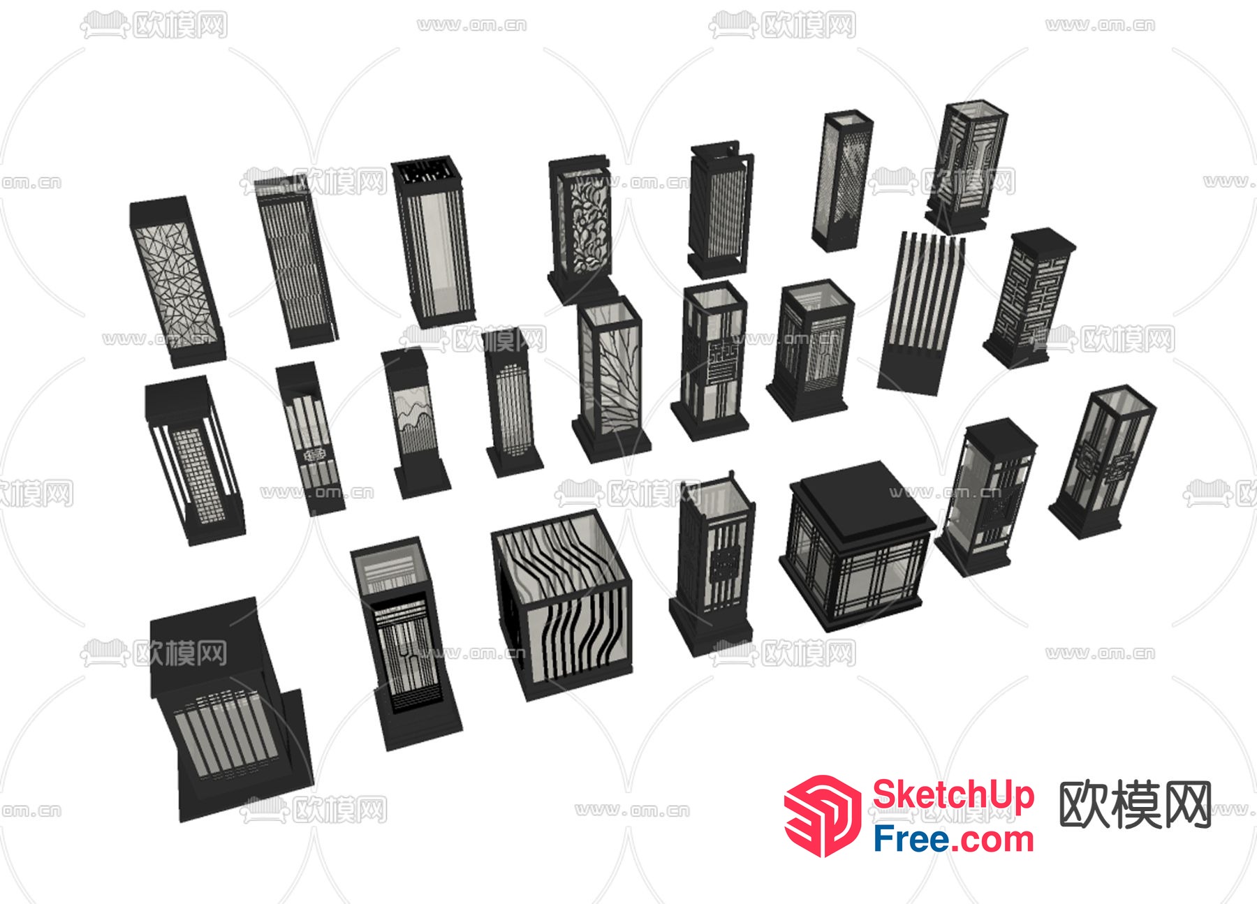 Modern Glass Enclosed Room Decorations 3D SketchUp File