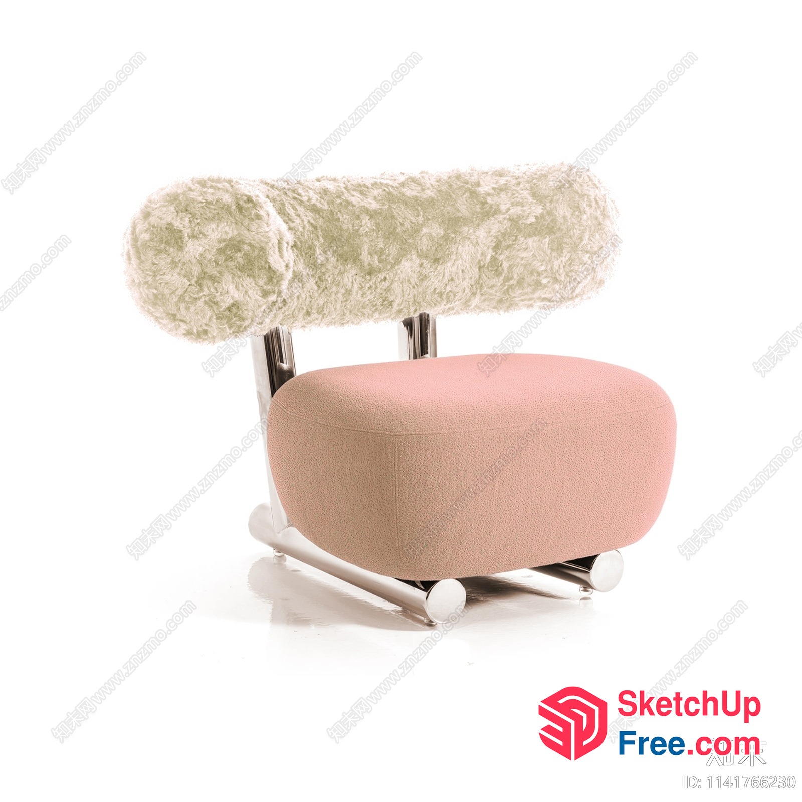 Modern Pink And White Upholstered Chair 3D SketchUp File