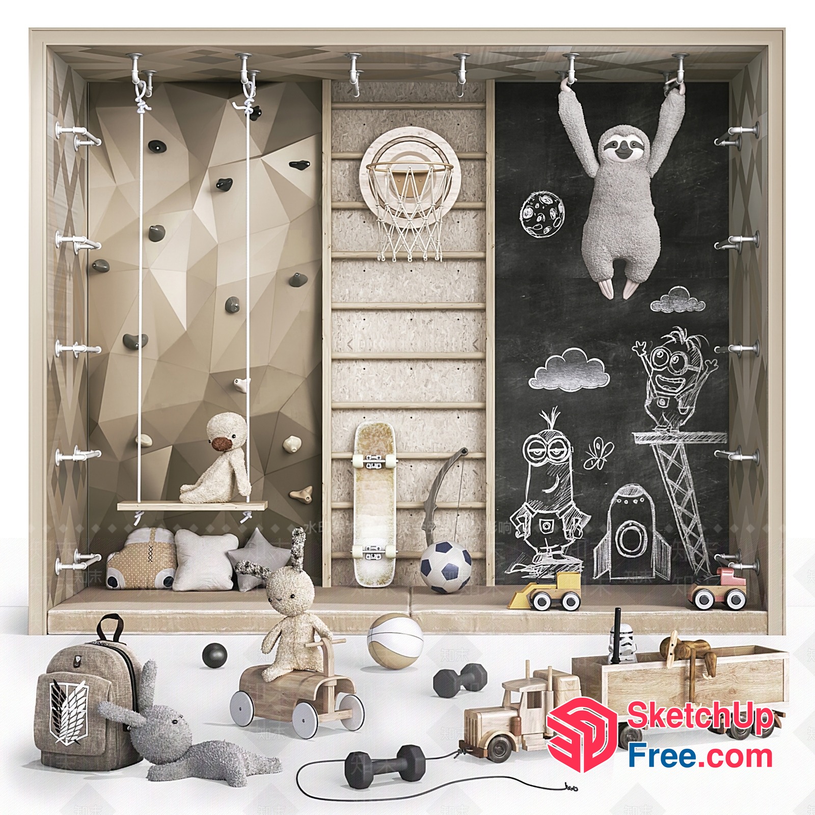 Cozy Modern Children'S Playroom Interior Design 3D SketchUp File
