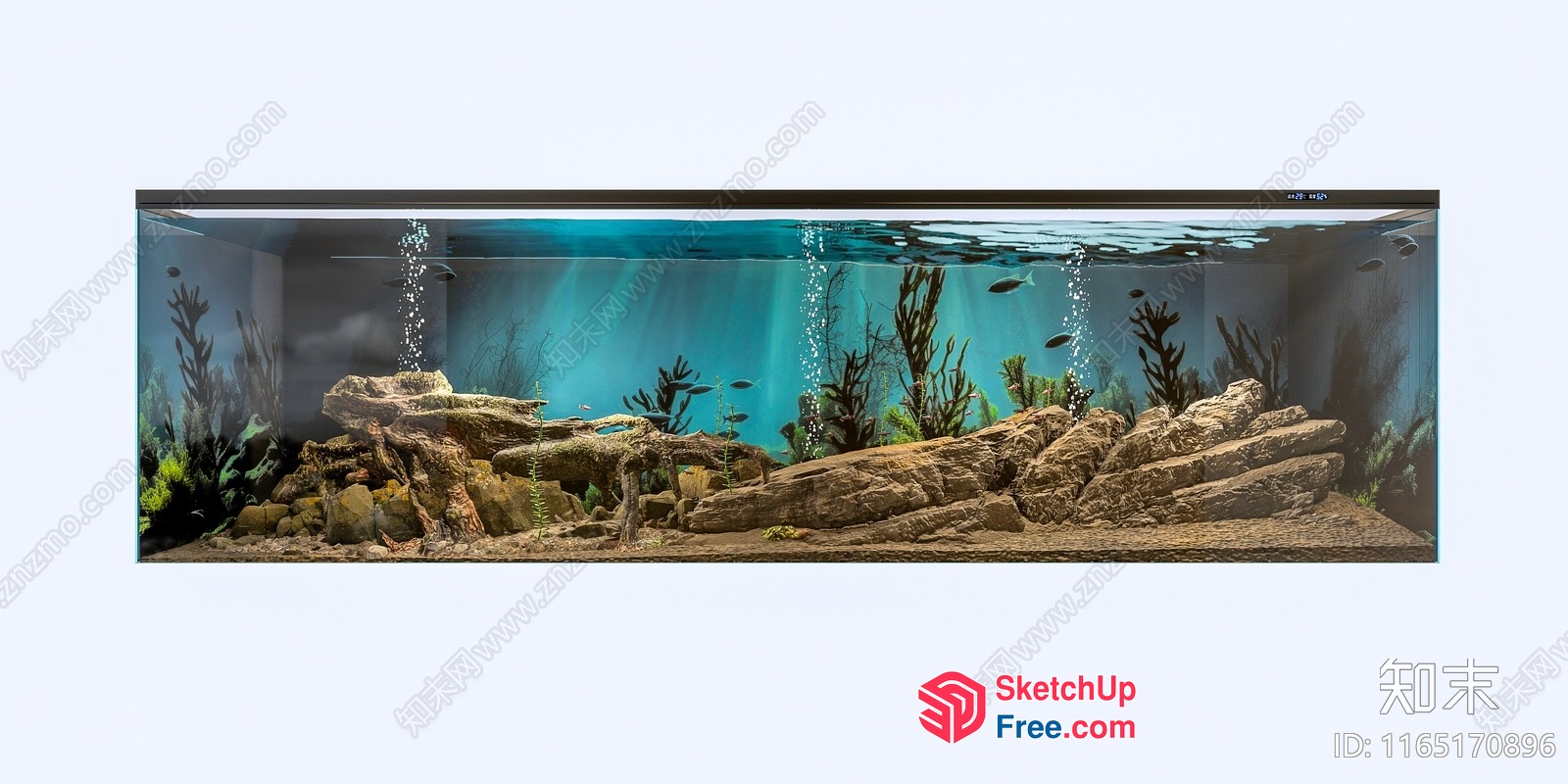 Underwater Aquarium Scene With Fish And Rocks 3D SketchUp File
