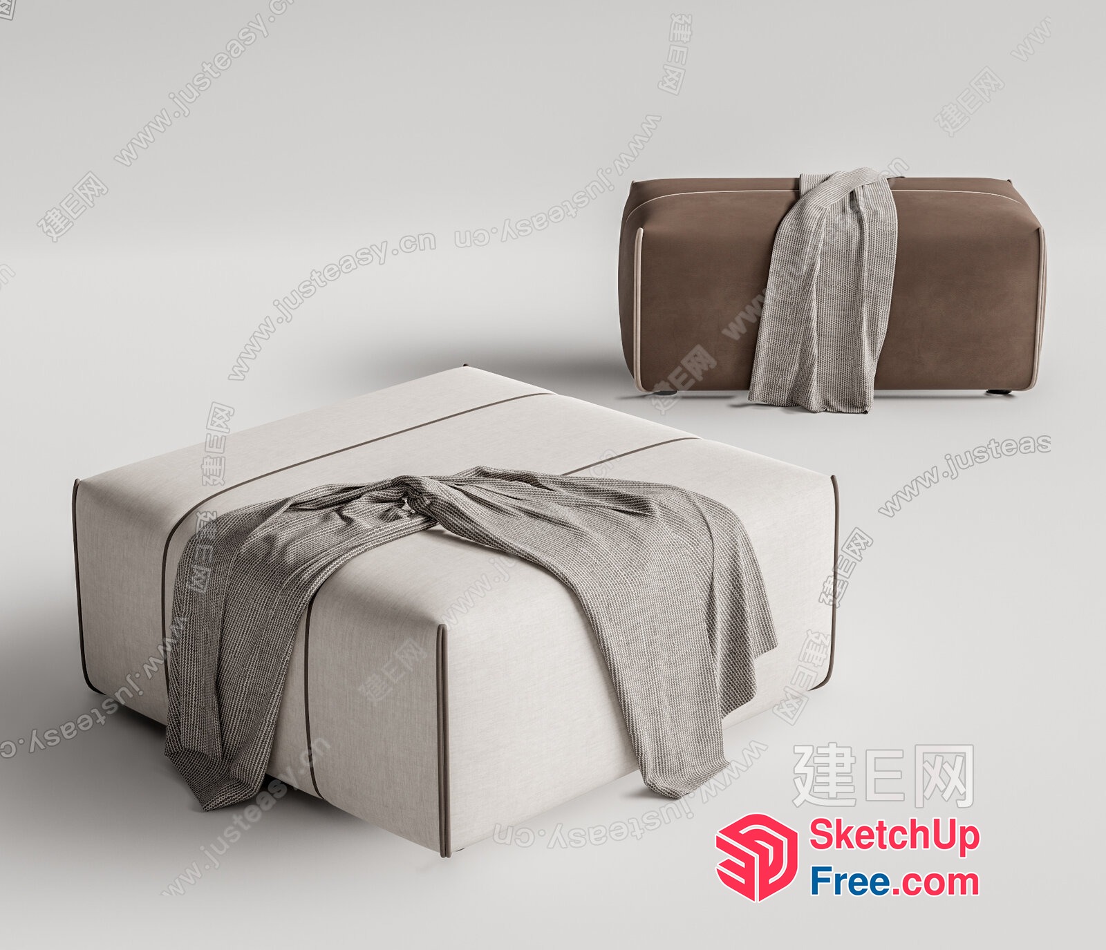 Wrapped Furniture Pieces In Neutral Tones 3D SketchUp File