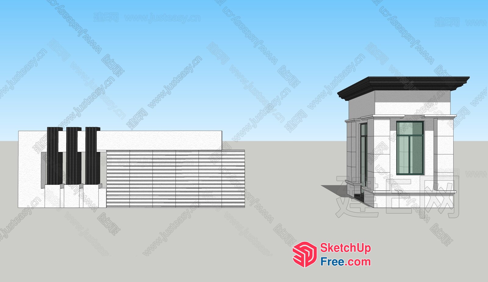 Exterior Design Of A Modern House With A Garage 3D SketchUp File