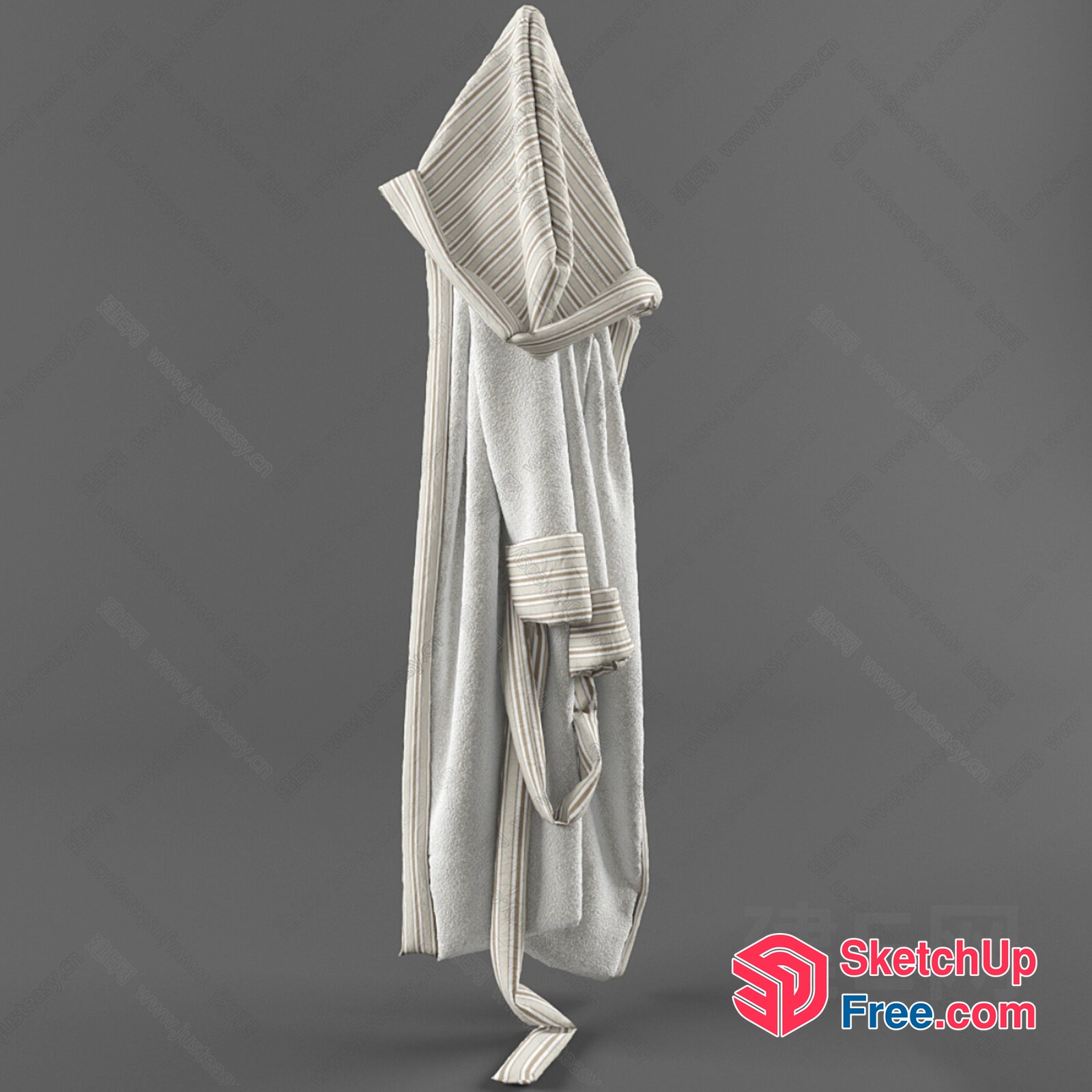 Elegant White Robe With Hood And Stripes 3D SketchUp File