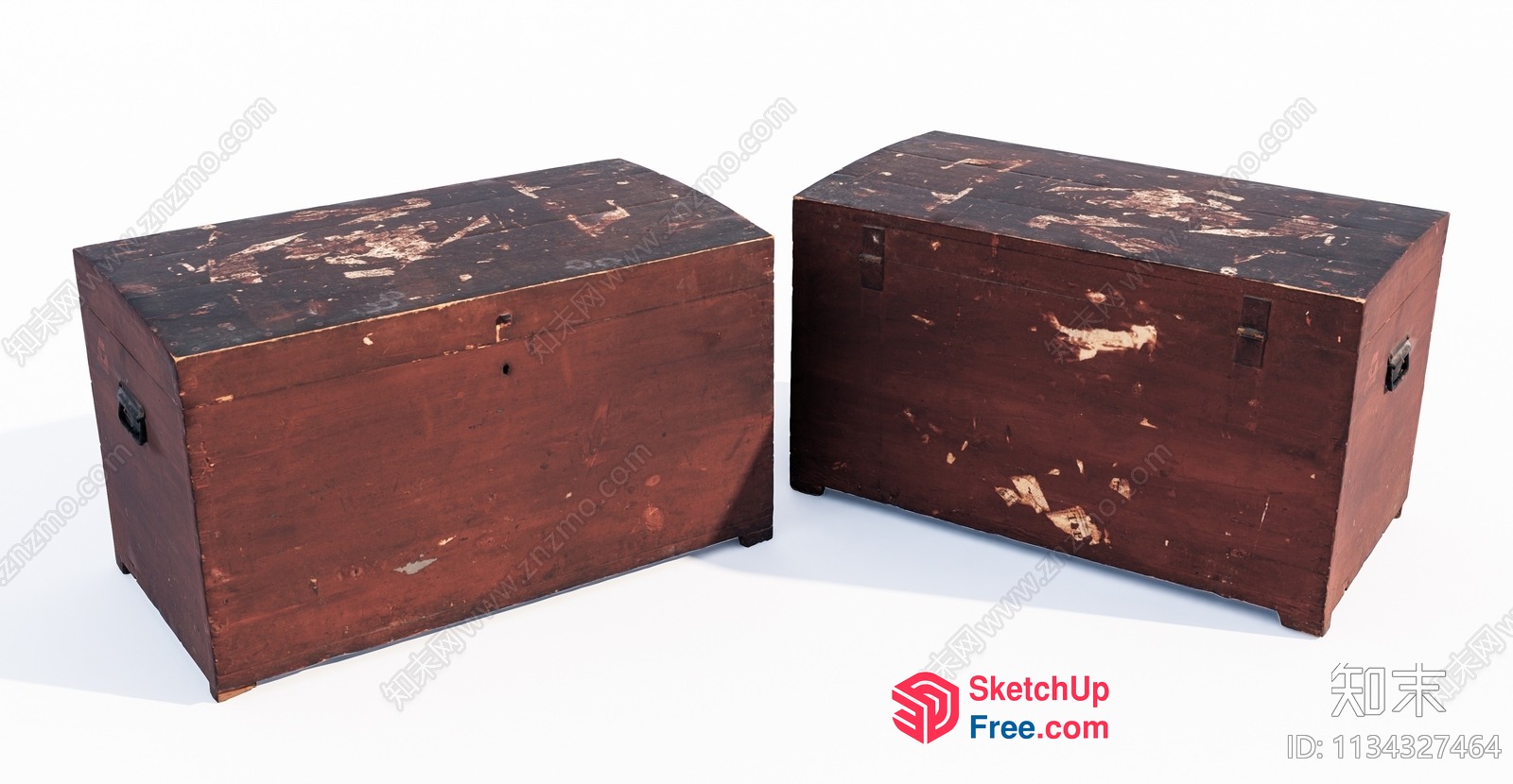 Two Distressed Wooden Boxes 3D SketchUp File