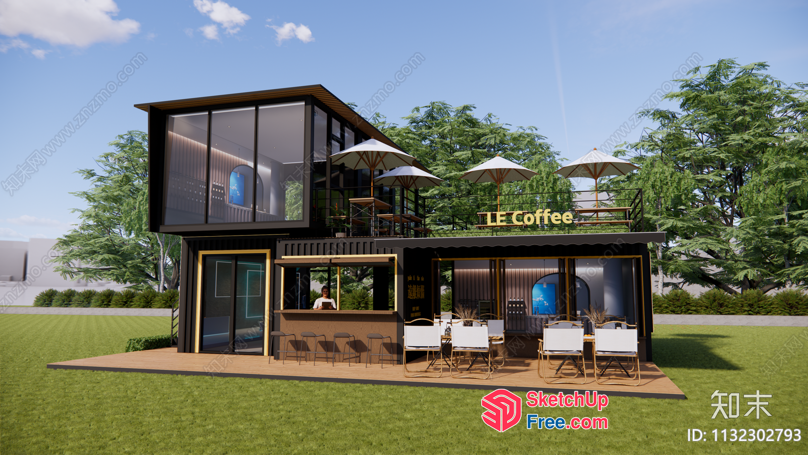 Exterior Coffee Shop Building 3D SketchUp File