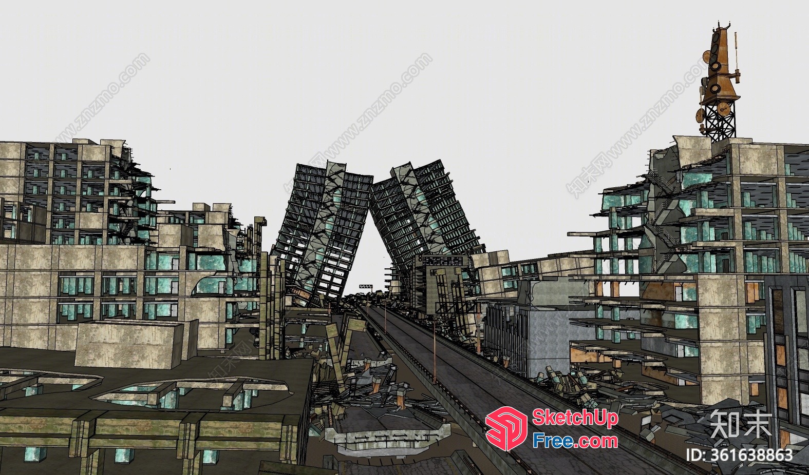 Futuristic Industrial Cityscape 3D SketchUp File