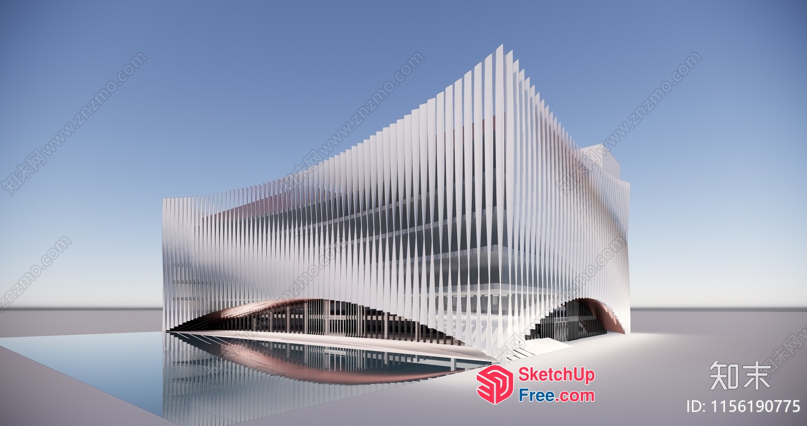 Futuristic Glass And Metal Building Exterior 3D SketchUp File