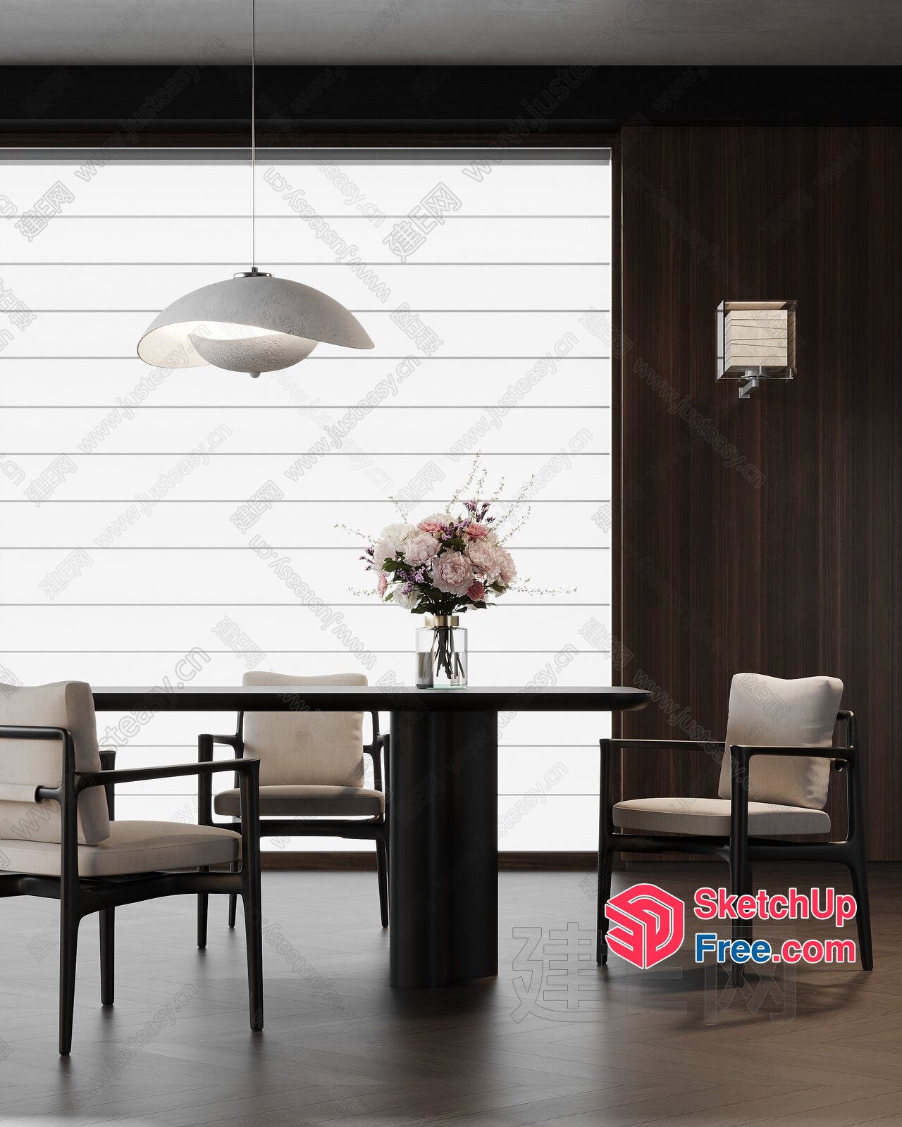 Modern Minimalist Dining Room With Sleek Furniture And Natural Light 3D SketchUp File