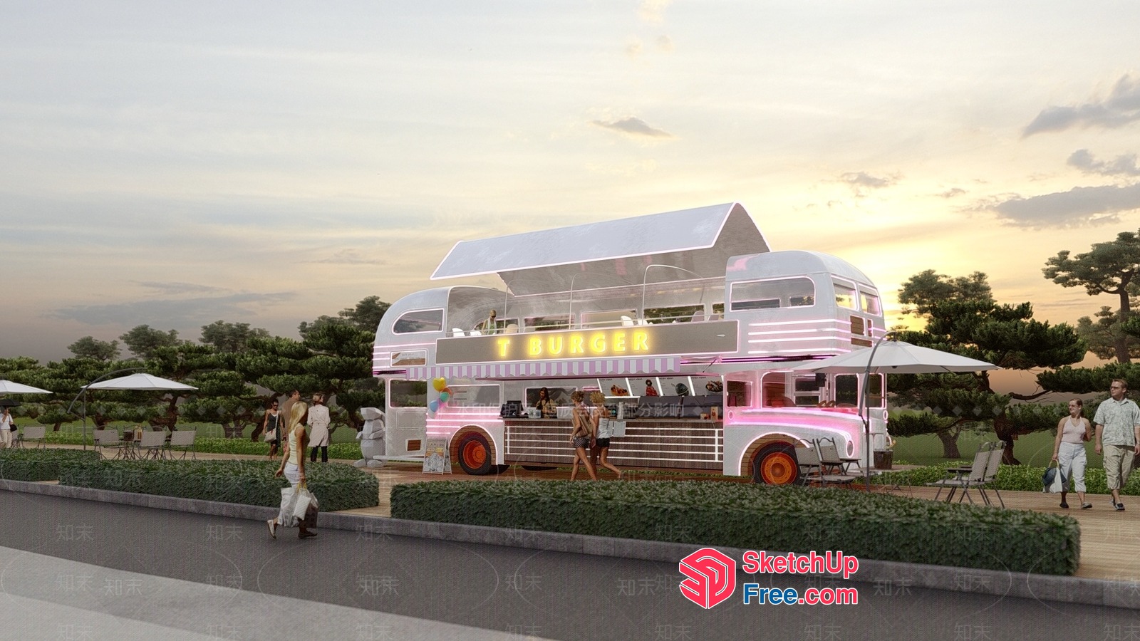 Vibrant Food Truck On Wheels 3D SketchUp File