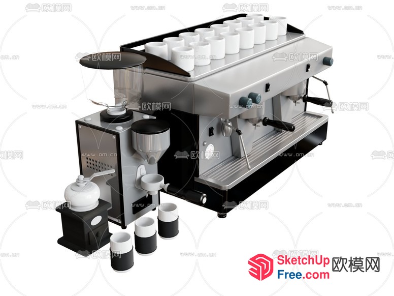 Espresso Machine And Coffee Grinder Set 3D SketchUp File