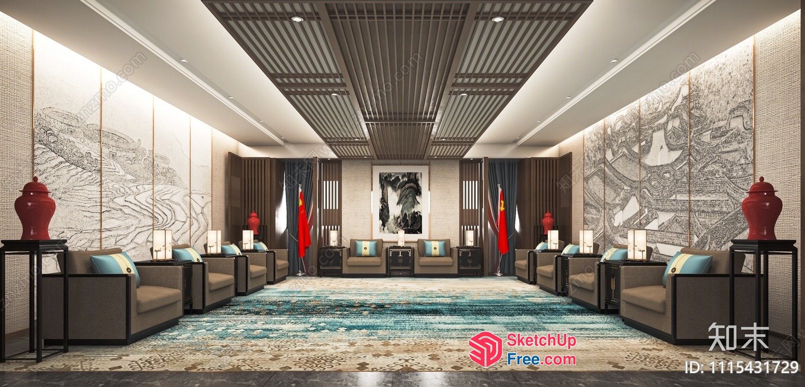 Elegant And Sophisticated Asian-Style Interior Design 3D SketchUp File