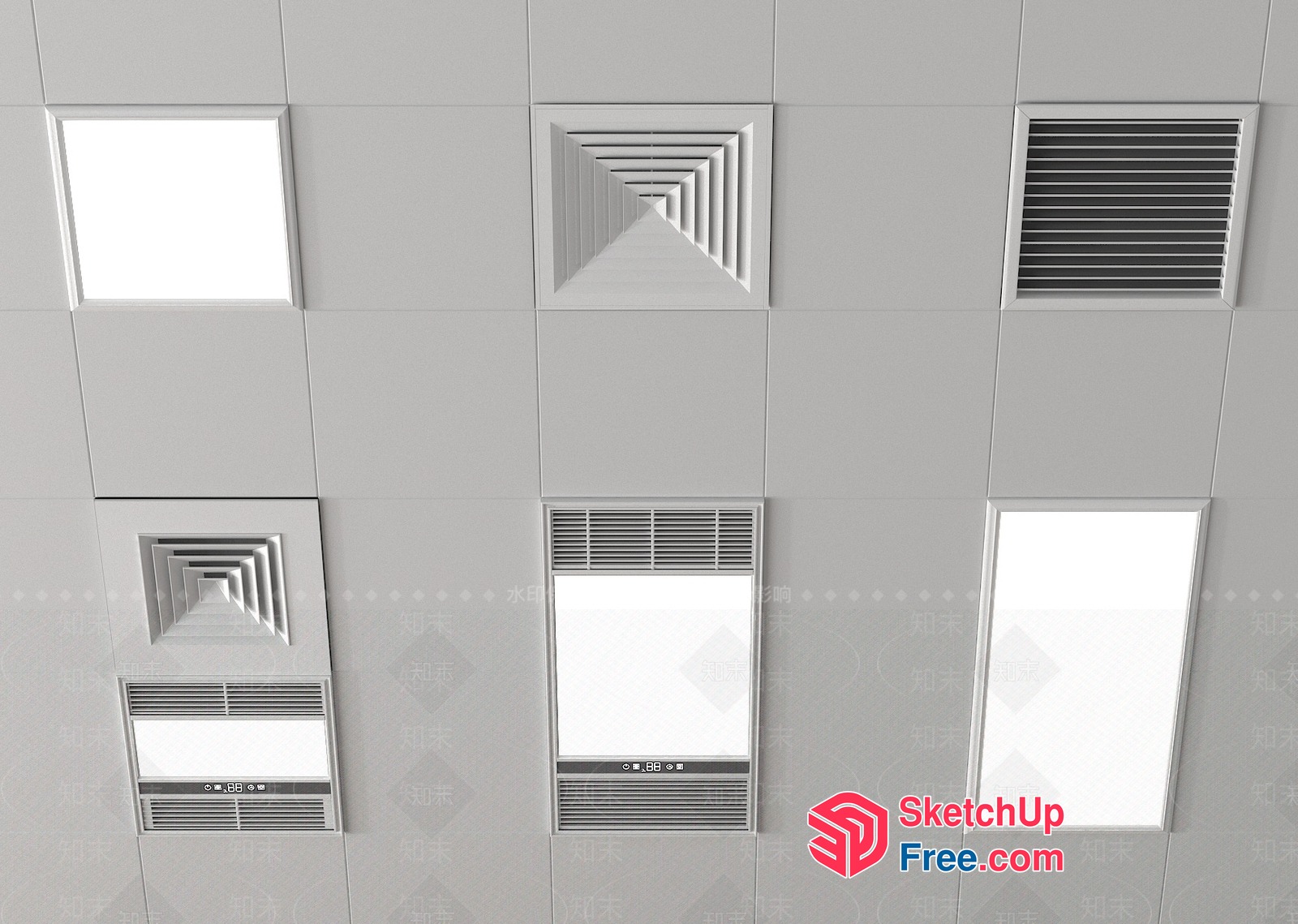 Modern White Ceiling Ventilation System 3D SketchUp File