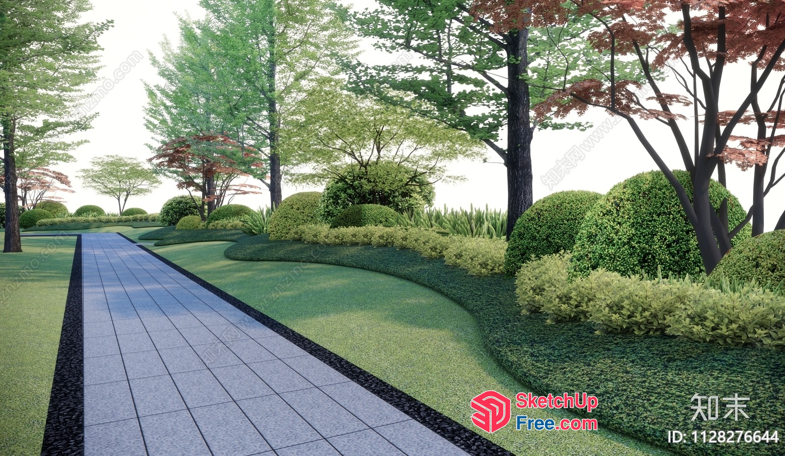 Serene Japanese-Inspired Garden Path 3D SketchUp File