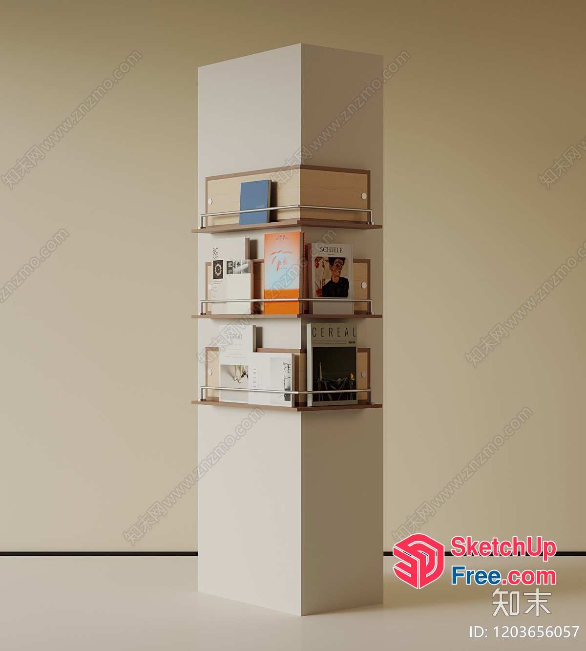 Modern Minimalist Pillar Bookcase 3D SketchUp File