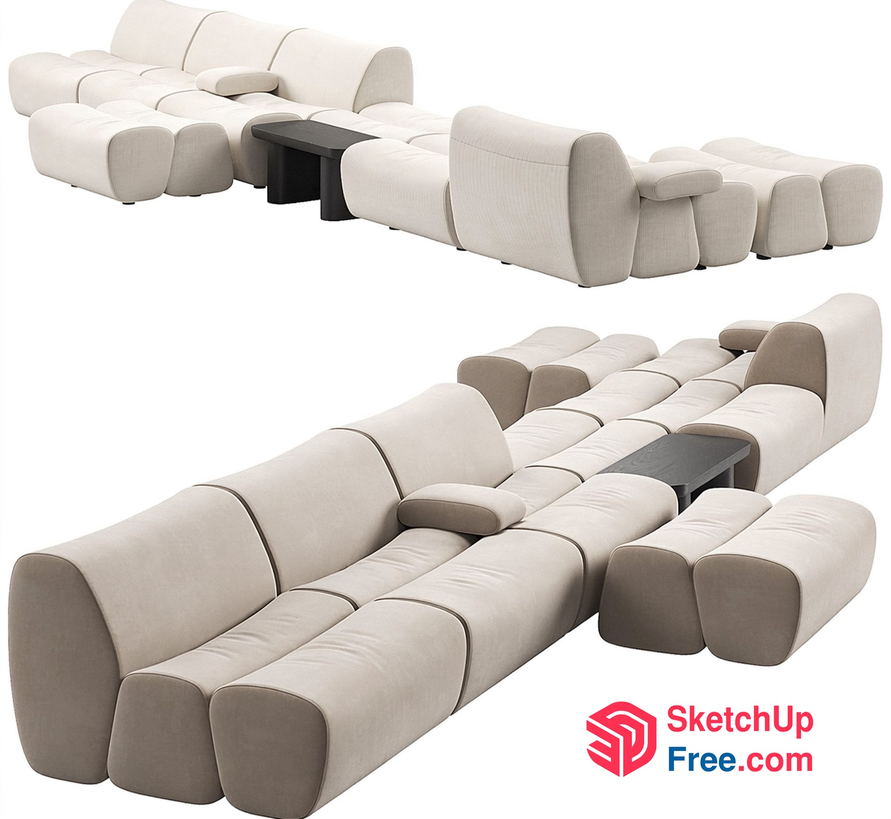 Modern Cream And Grey Modular Sofa Set 3D SketchUp File