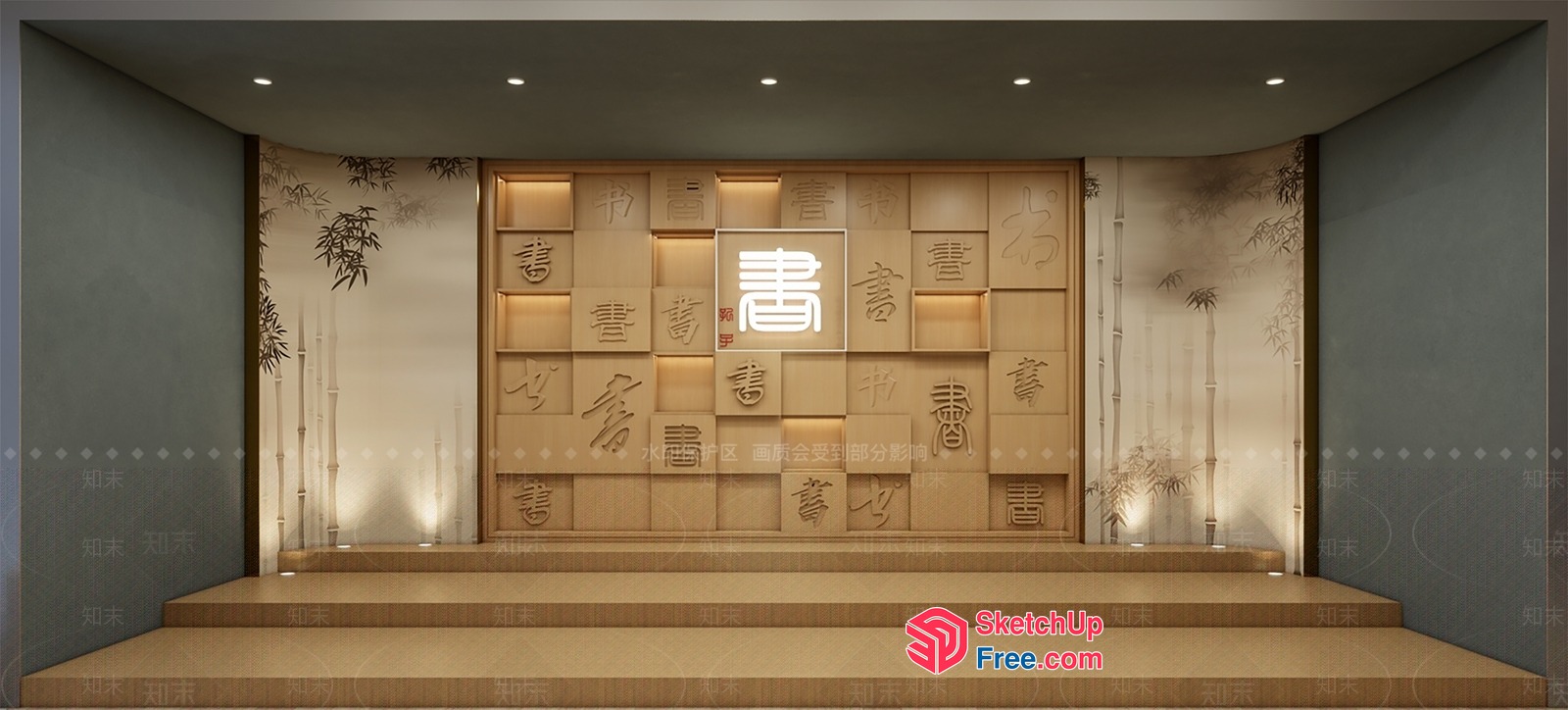 Stage With Elegant Asian-Inspired Decor 3D SketchUp File