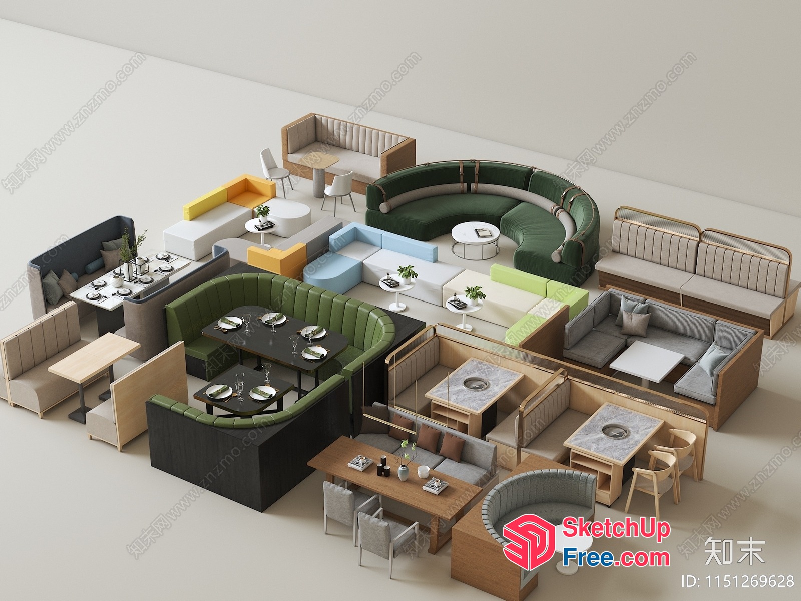 Modern Furniture Arrangement In Neutral Tones 3D SketchUp File