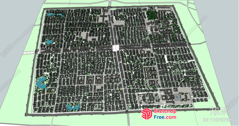 3D Model Of A Large City Block With Buildings And Roads 3D SketchUp File