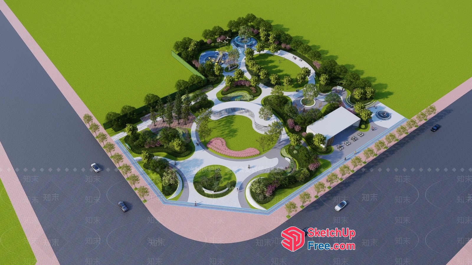 Serene Modern Park 3D SketchUp File