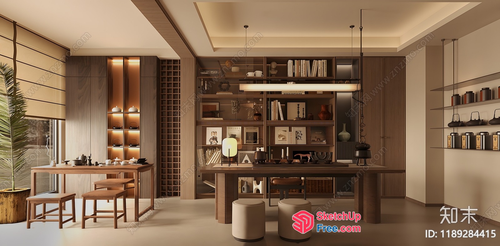 Modern Japanese-Inspired Dining And Living Space 3D SketchUp File