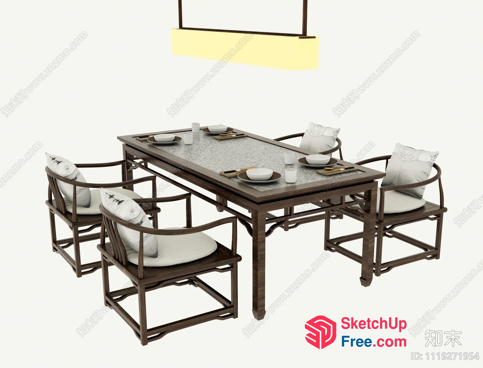 Traditional Chinese Dining Room Set 3D SketchUp File