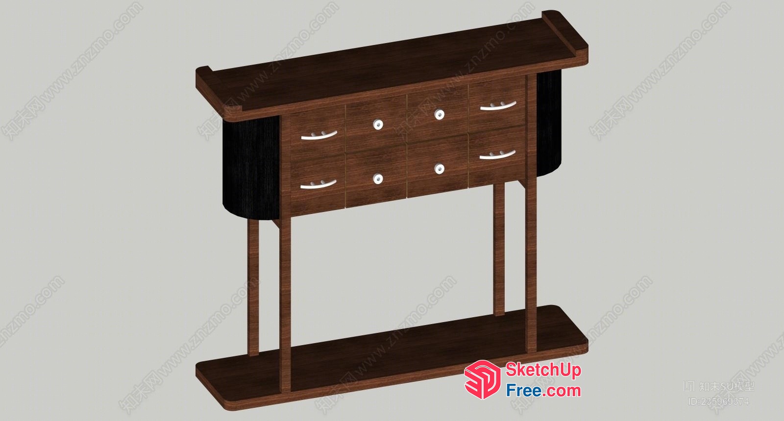 Modern Console Table With Drawers And Shelves 3D SketchUp File