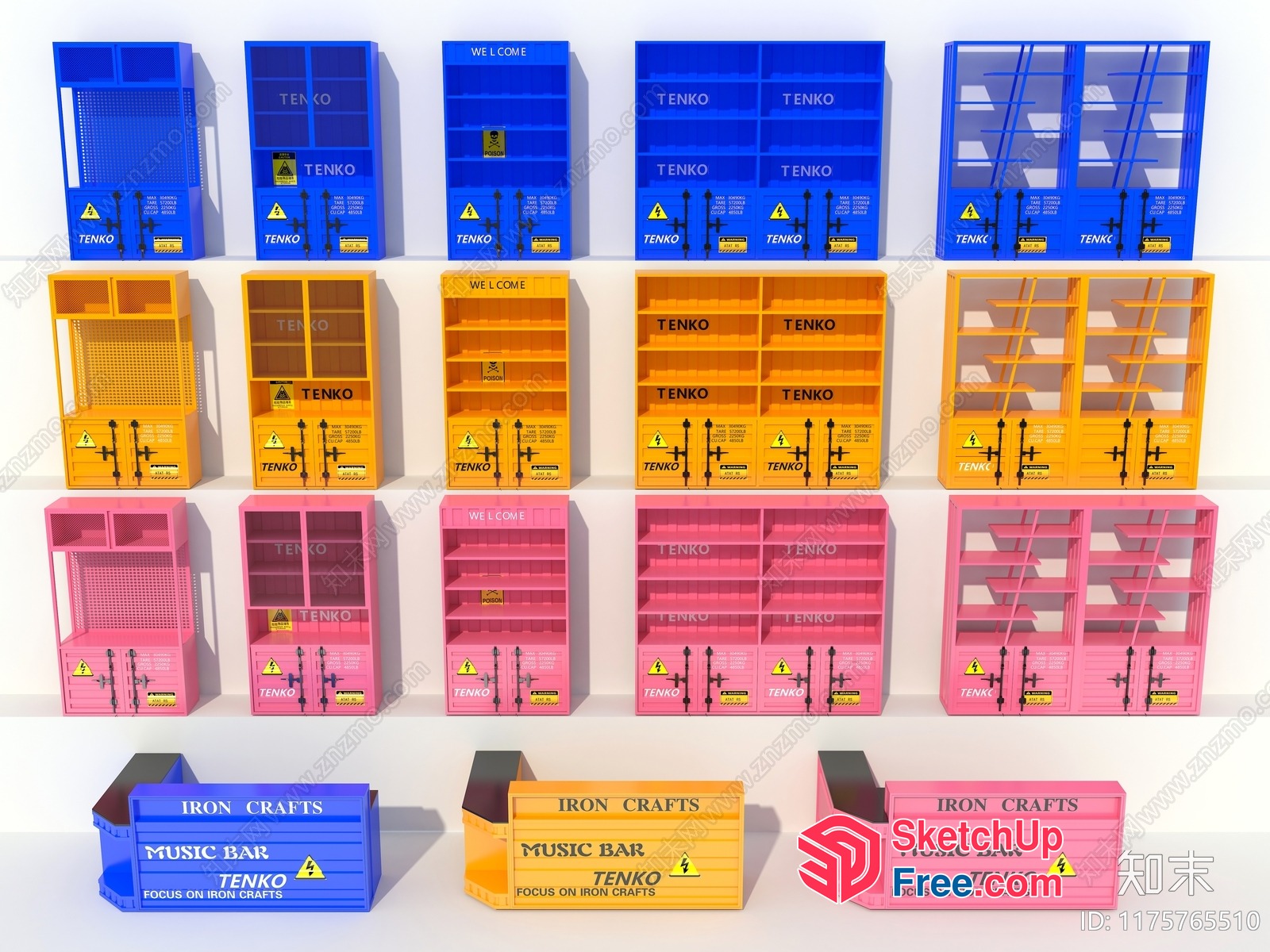 Vibrant Colorful Shelving Units 3D SketchUp File