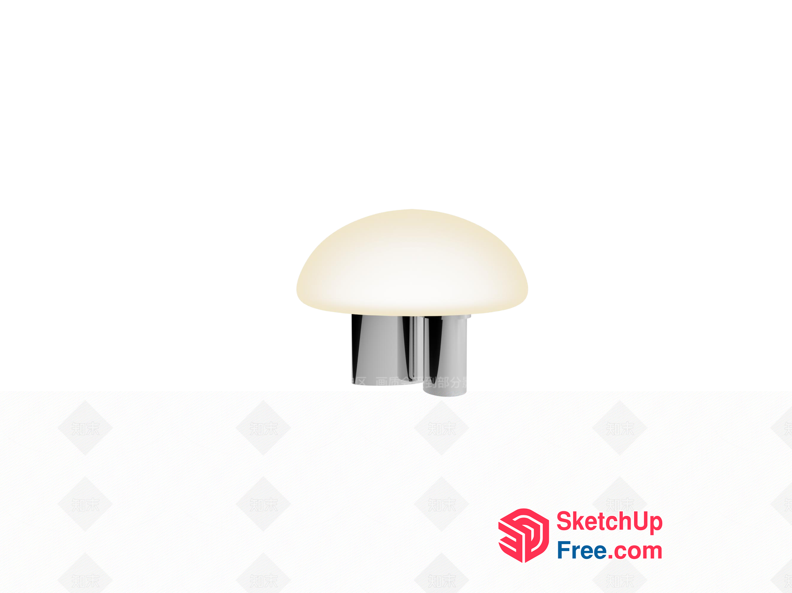 Mushroom-Shaped Lamp Fixture With Chrome Base 3D SketchUp File
