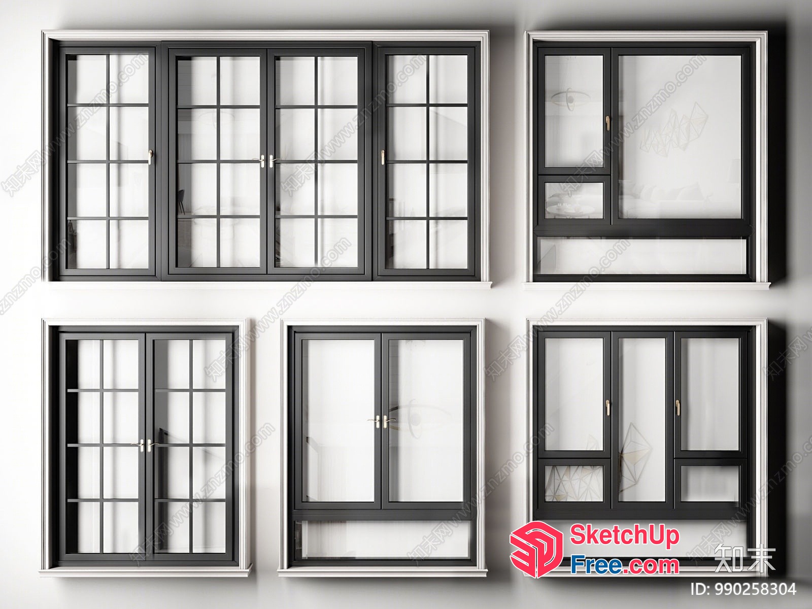 Modern Black Window Designs For Various Styles 3D SketchUp File