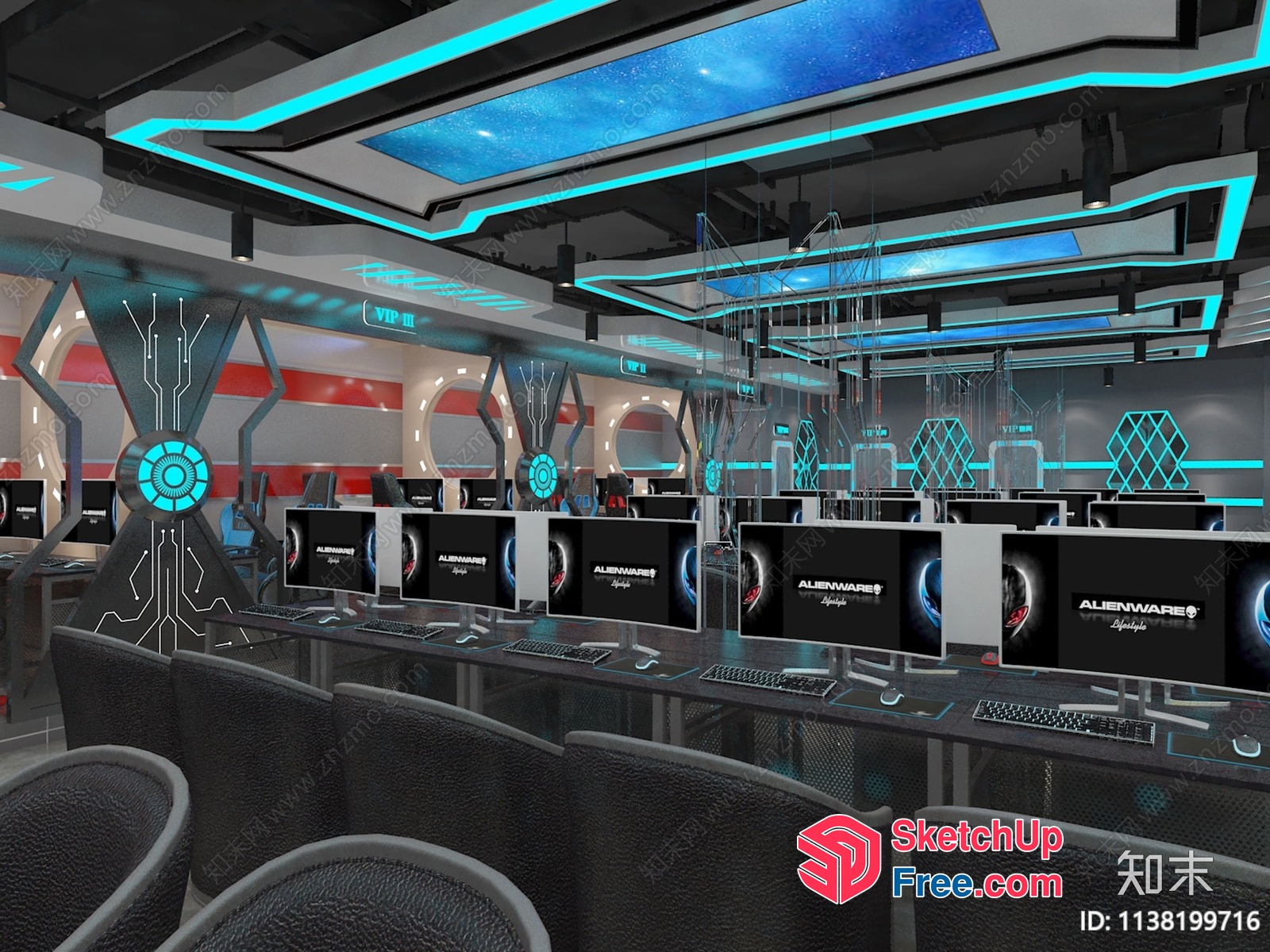 Futuristic Cyberpunk Computer Gaming Room 3D SketchUp File