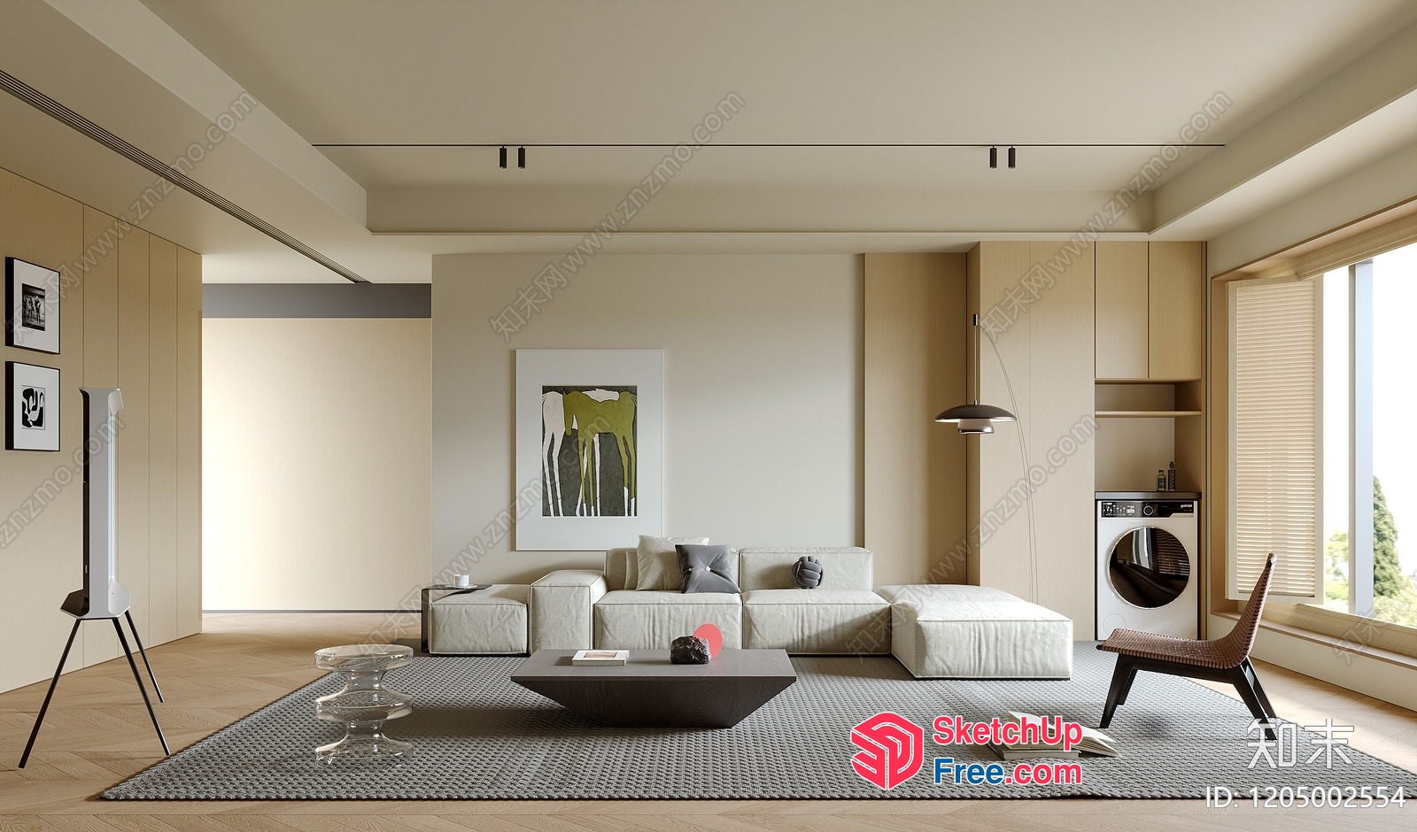 Modern Minimalist Living Room With Natural Light 3D SketchUp File