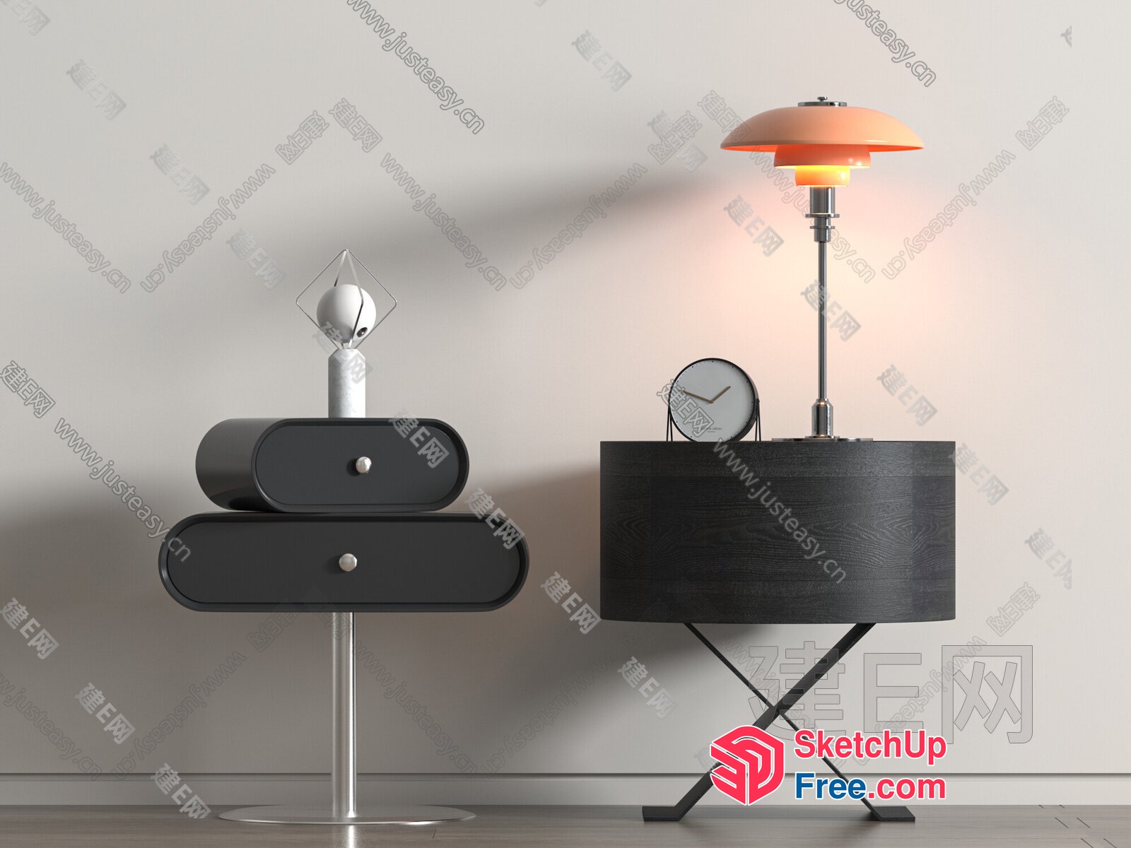 Modern Furniture Arrangement With Unique Lamp And Table Design 3D SketchUp File