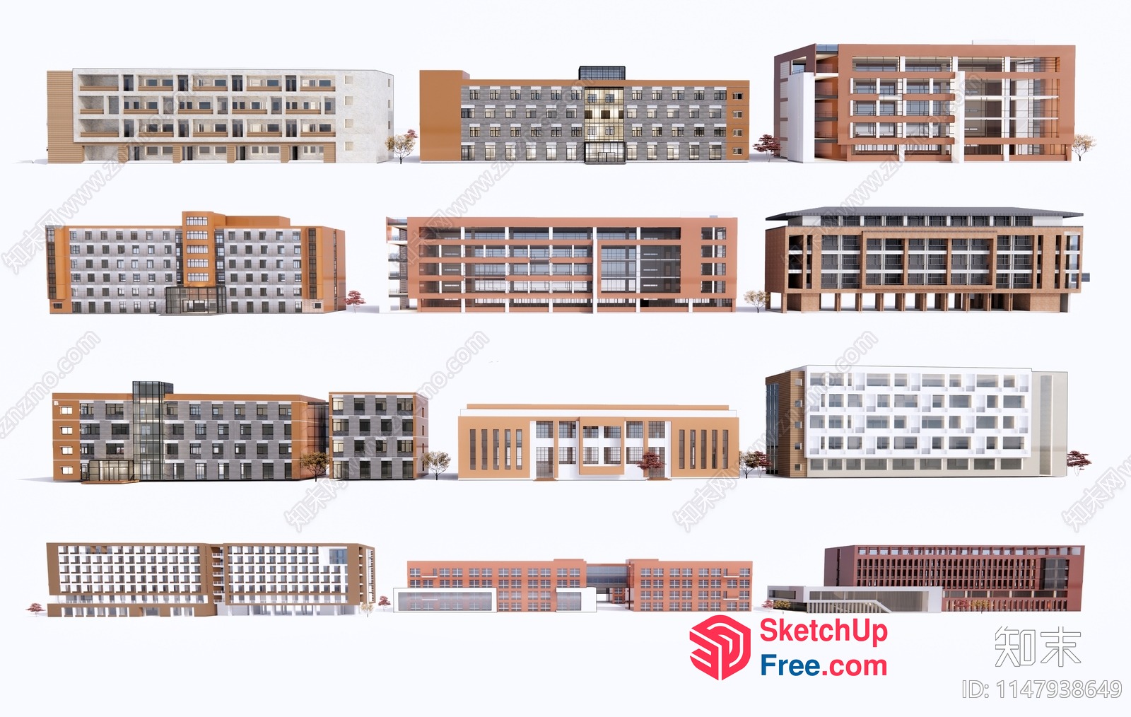 3D Rendered Buildings Of Various Styles 3D SketchUp File