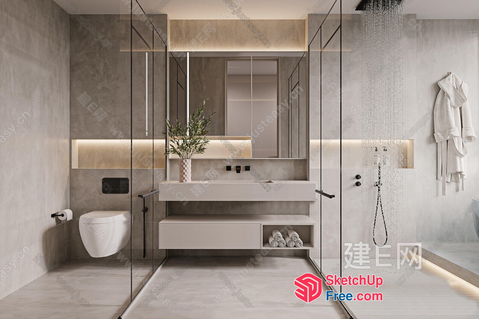 Modern Bathroom With Minimalist Decor And Sleek Fixtures 3D SketchUp File