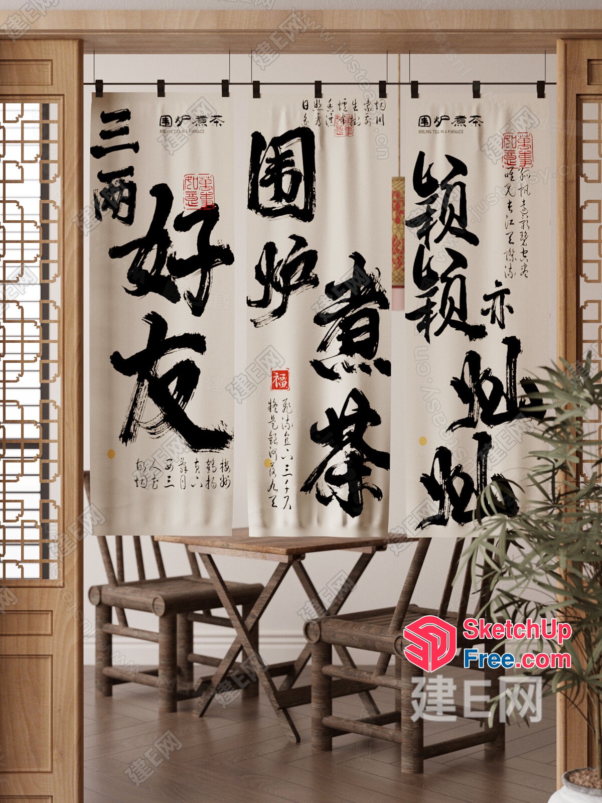 Traditional Asian-Inspired Interior Design 3D SketchUp File