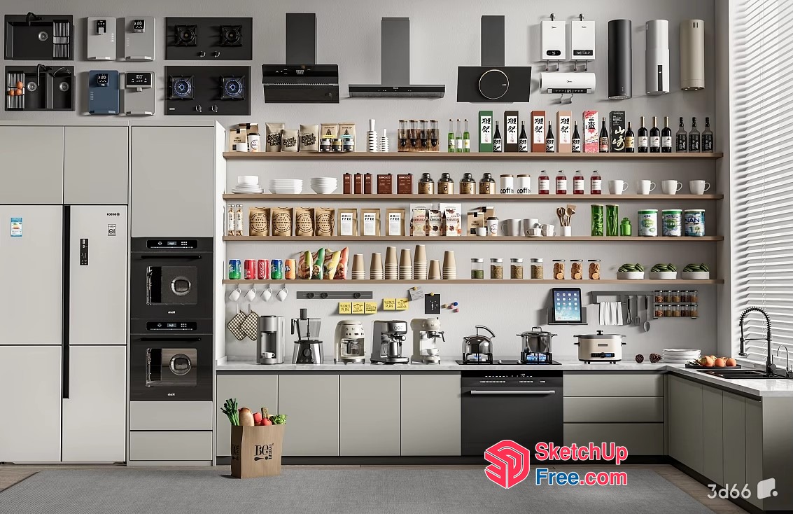 Modern Kitchen With Sleek Appliances And Storage 3D SketchUp File