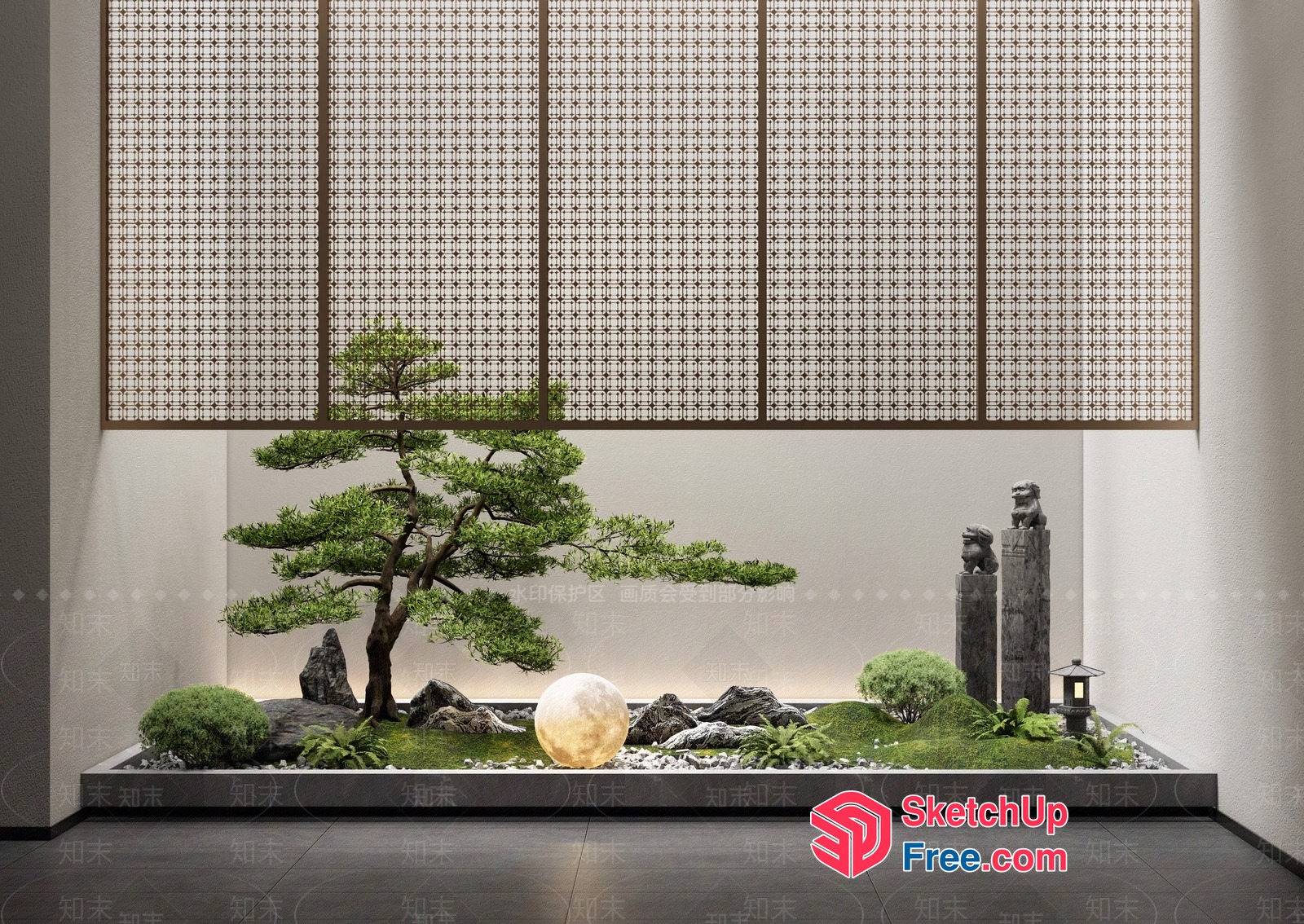 Serene Zen Garden Interior 3D SketchUp File