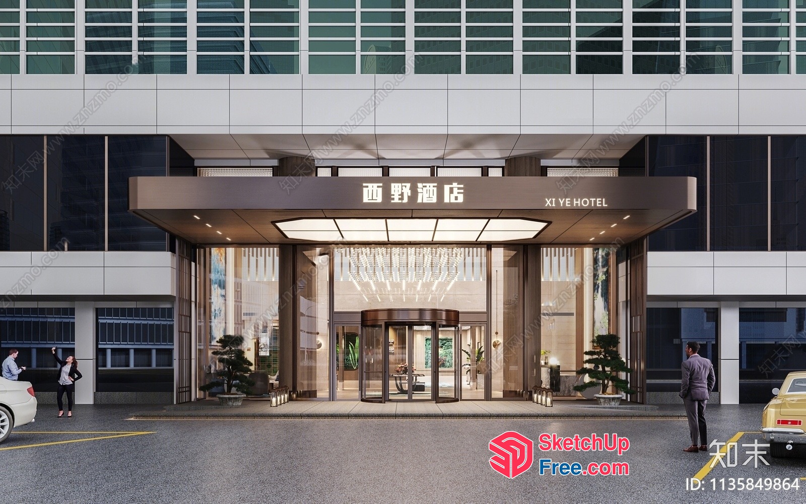 Modern Asian-Style Hotel Entrance 3D SketchUp File