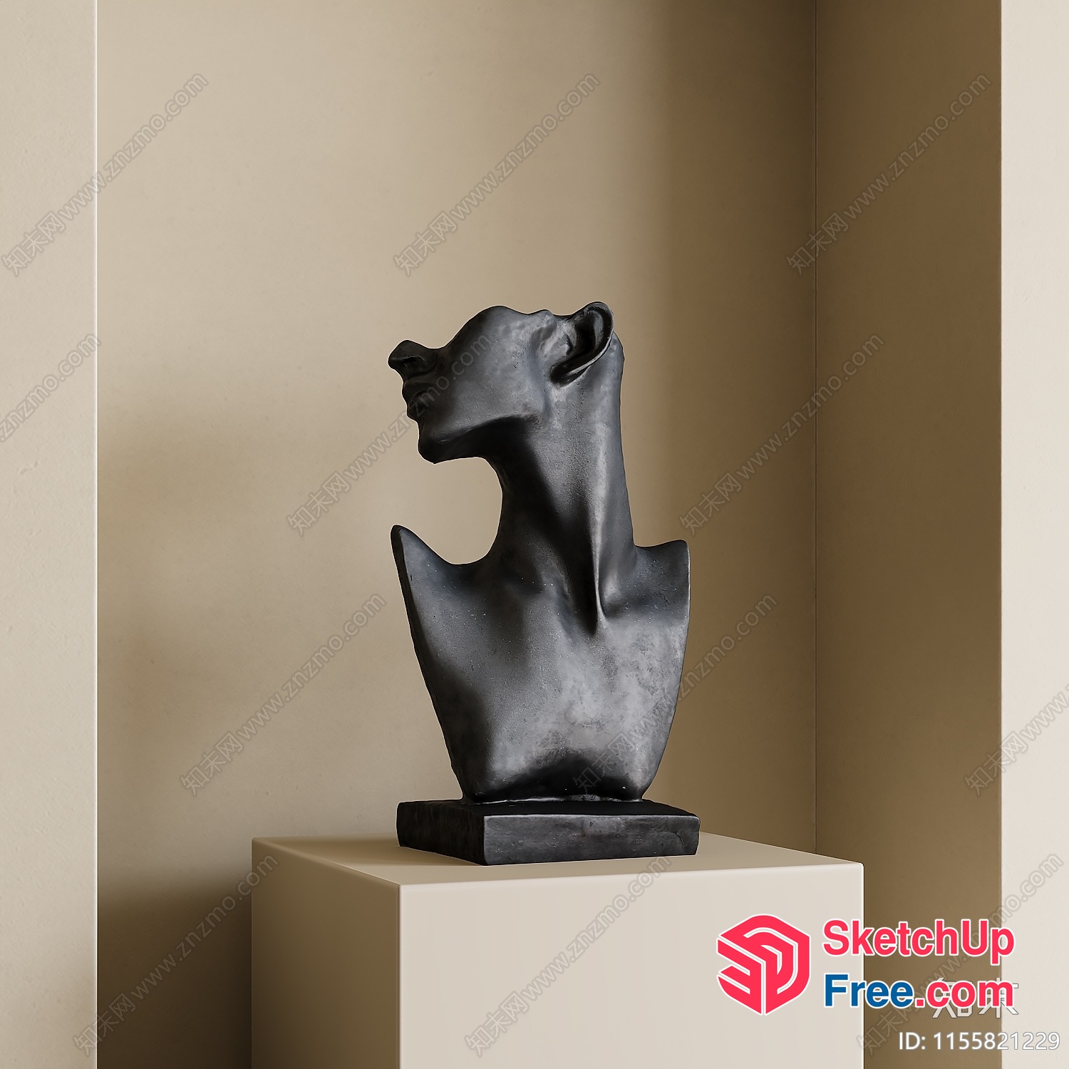 Sculptural Artwork On Pedestal 3D SketchUp File