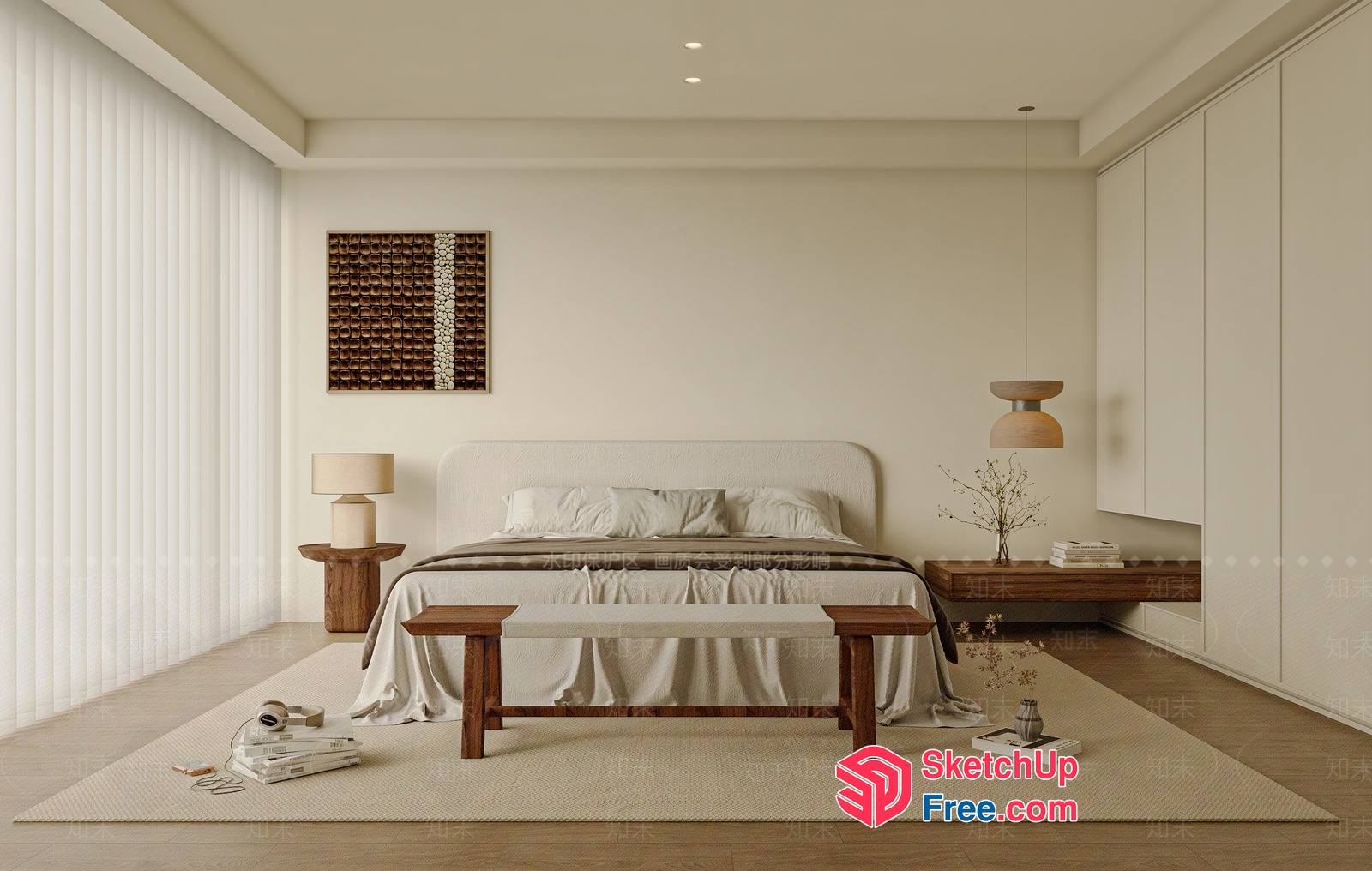 Minimalist Japanese Style Bedroom 3D SketchUp File