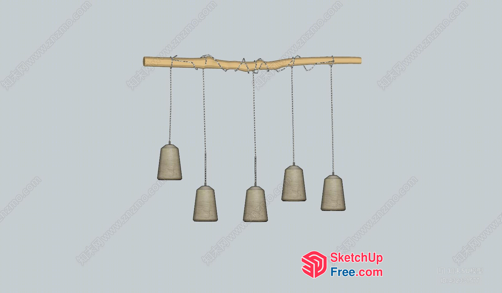 Hanging Light Fixtures On Wooden Beam 3D SketchUp File