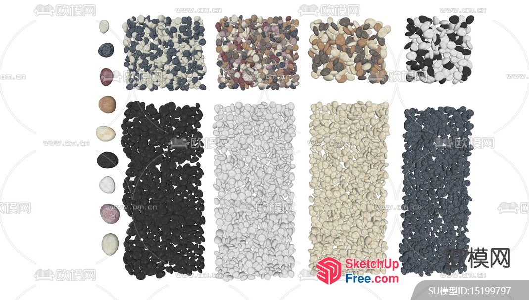 Colorful Pebbles Arrangement For Interior Design 3D SketchUp File