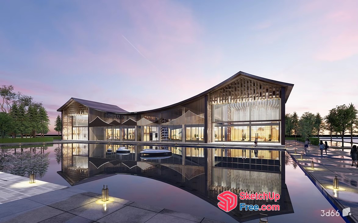 Luxurious Villa With Glass Curtain Wall And Modern Decor 3D SketchUp File