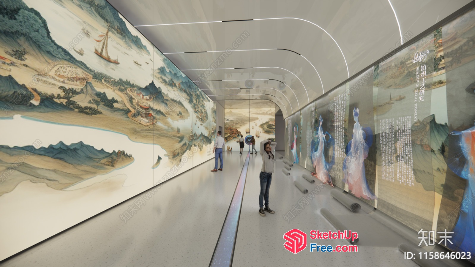 Modern Chinese Art Gallery With Traditional Landscapes 3D SketchUp File