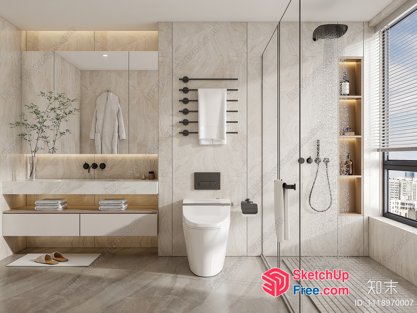 Modern Bathroom With Sleek Fixtures And Natural Lighting 3D SketchUp File