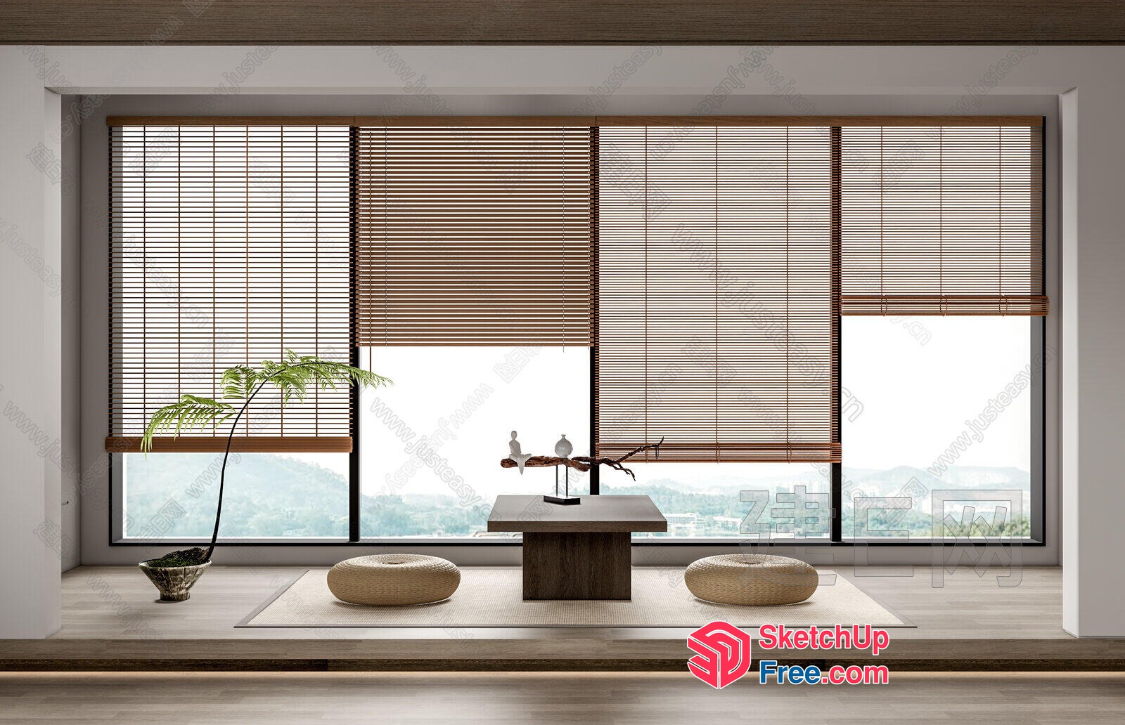 Japanese-Inspired Minimalist Living Room 3D SketchUp File