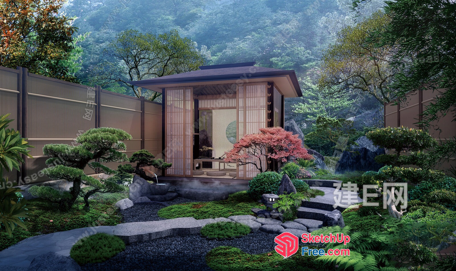 Serene Japanese Garden Oasis 3D SketchUp File